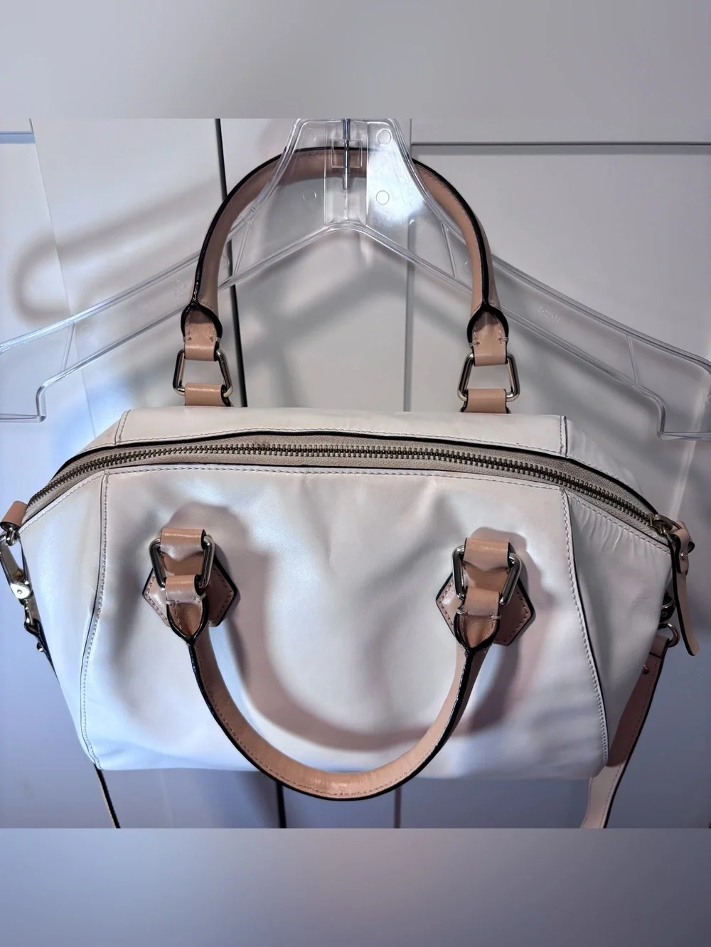 Kate Spade Parnell Street Pippa Bag Leather Satchel Crossbody White Tan Purse
